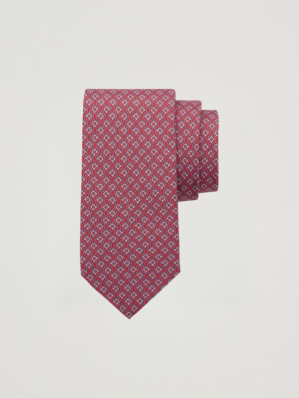 Herren-Krawatte Tetris aus Seide Rot Ferragamo