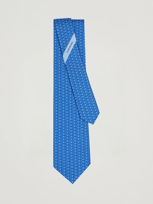2. Cravatta uomo Tetris in seta Azzurro