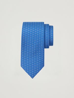 1. Cravatta uomo Tetris in seta Azzurro