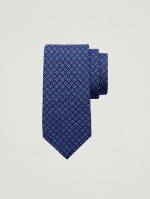 1. Cravatta uomo Tetris in seta Navy