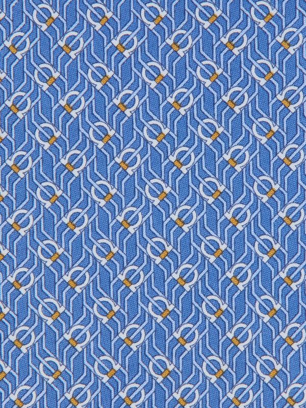 3. Herren-Krawatte Tetris aus Seide Blau Ferragamo 351217