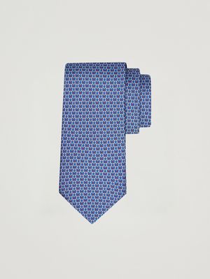 1. Cravate homme Gancini en soie Bleu