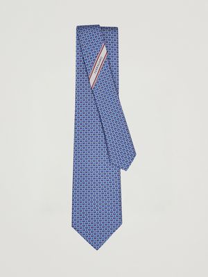 2. Cravate homme Gancini en soie Bleu