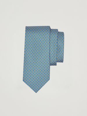 1. Cravate homme Gancini en soie Royal-Jaune
