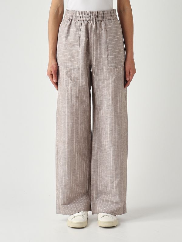 1. Pantalone donna Fauna in lino e cotone Greige MM Max Mara 2616131018600