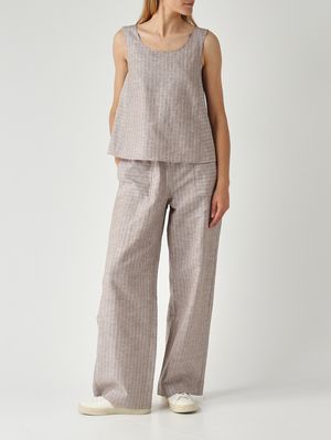 2. Pantalone donna Fauna in lino e cotone Greige