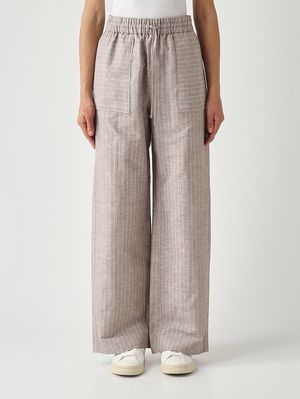 1. Pantalone donna Fauna in lino e cotone Greige