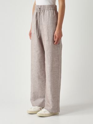 3. Pantalone donna Fauna in lino e cotone Greige