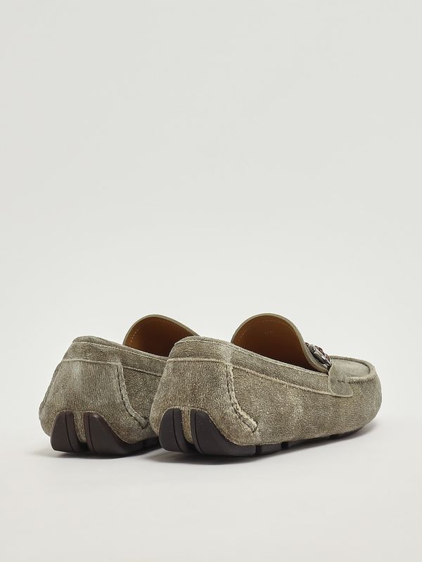 3. Mocassins pour homme Driver Front 4 en daim Gris-Vert Ferragamo 02b796789635