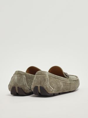3. Mocassins pour homme Driver Front 4 en daim Gris-Vert