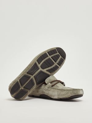 4. Mocassins pour homme Driver Front 4 en daim Gris-Vert