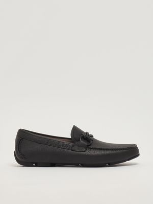 1. Men's Driver Front 4 loafers in grained leather Black
