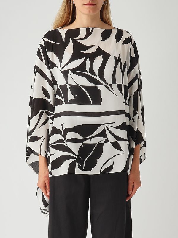 1. Damenbluse Tambuto aus Seide Schwarz-Weiß Max Mara Beachwear 2616191029600