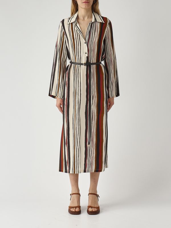 1. Robe Vanesio en soie pour femme Ivoire-Noir Max Mara Studio 2616221112600