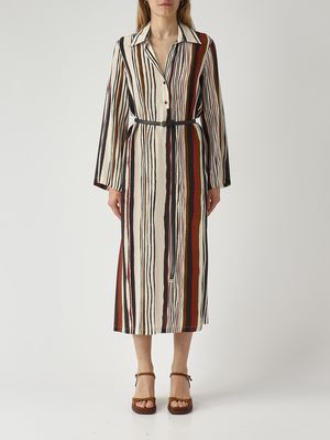 1. Robe Vanesio en soie pour femme Ivoire-Noir