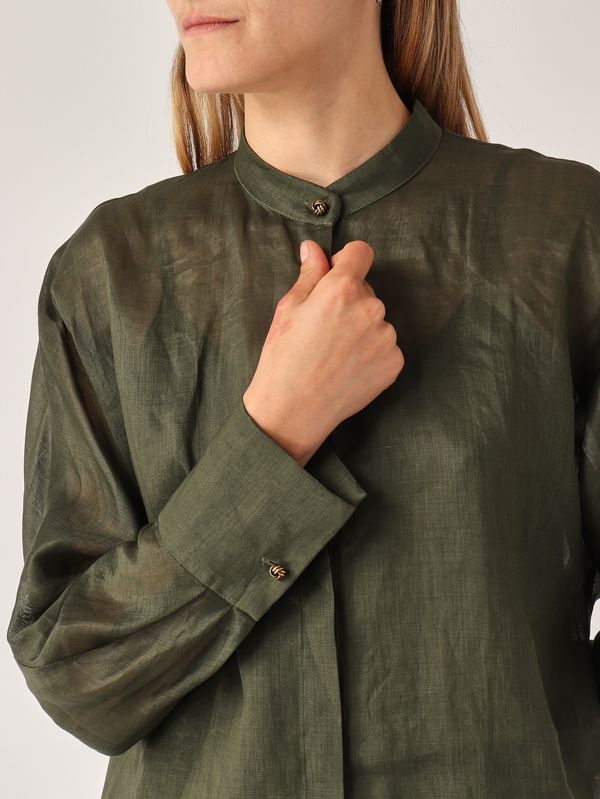 5. Baldi Damenhemd aus Ramie Dunkelgrün Max Mara Studio 2616261032600