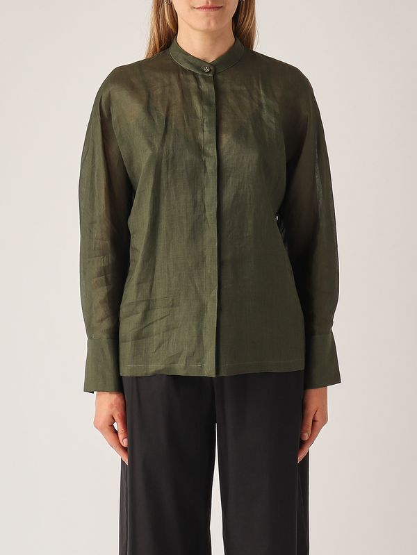 1. Baldi Damenhemd aus Ramie Dunkelgrün Max Mara Studio 2616261032600