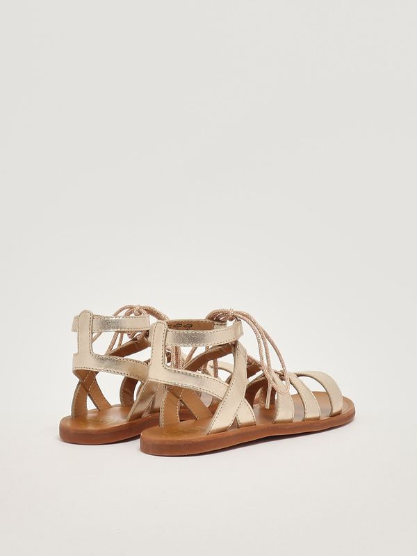 3. Mädchen-Sandalen aus Leder Platin Pom D'api u1fpla04