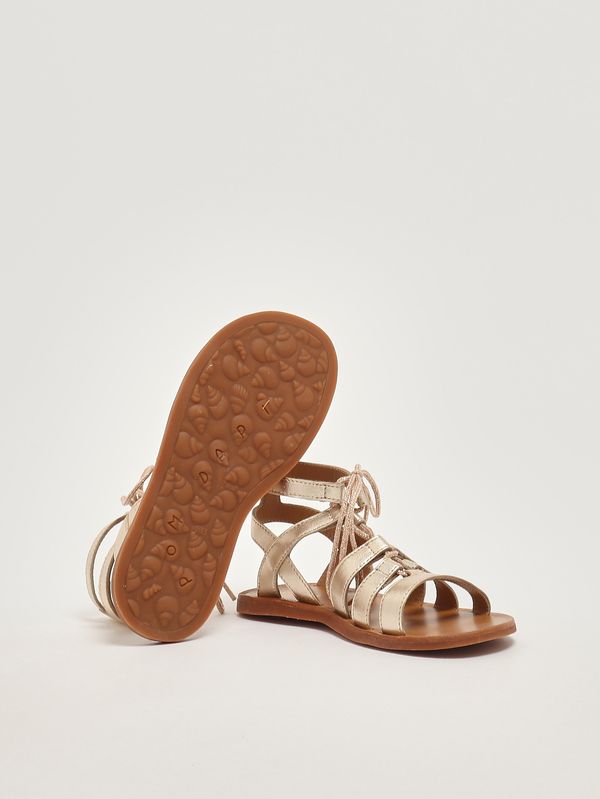 4. Mädchen-Sandalen aus Leder Platin Pom D'api u1fpla04