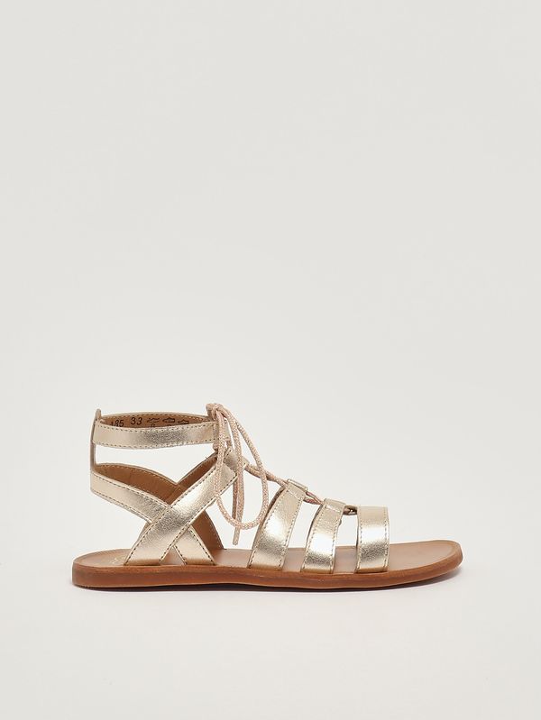 1. Mädchen-Sandalen aus Leder Platin Pom D'api u1fpla04