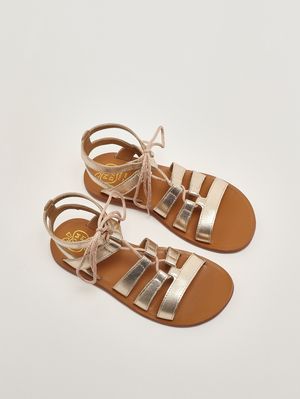 2. Mädchen-Sandalen aus Leder Platin