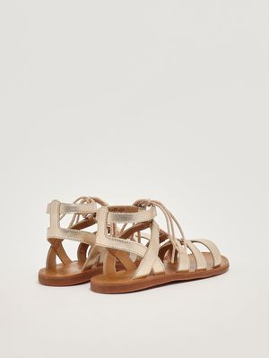 3. Mädchen-Sandalen aus Leder Platin