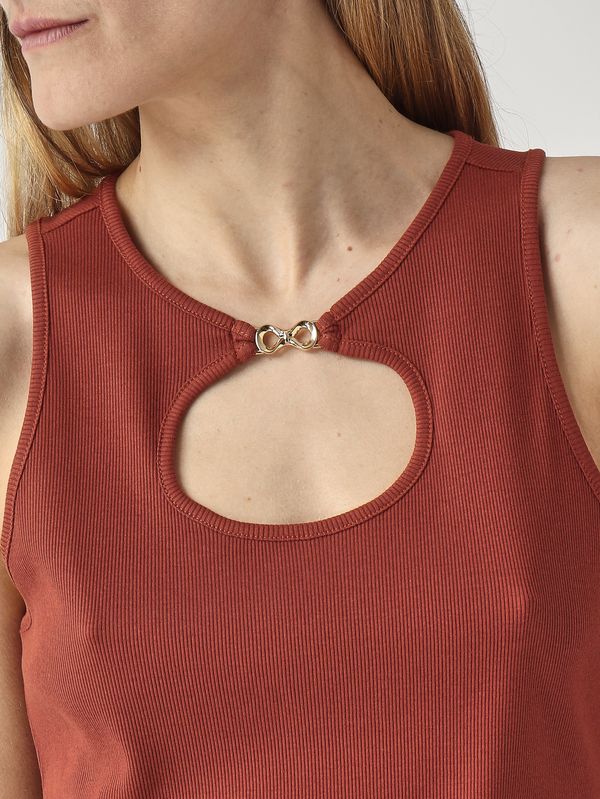 5. Top de mujer de algodón Marrón Twinset 261tt2280