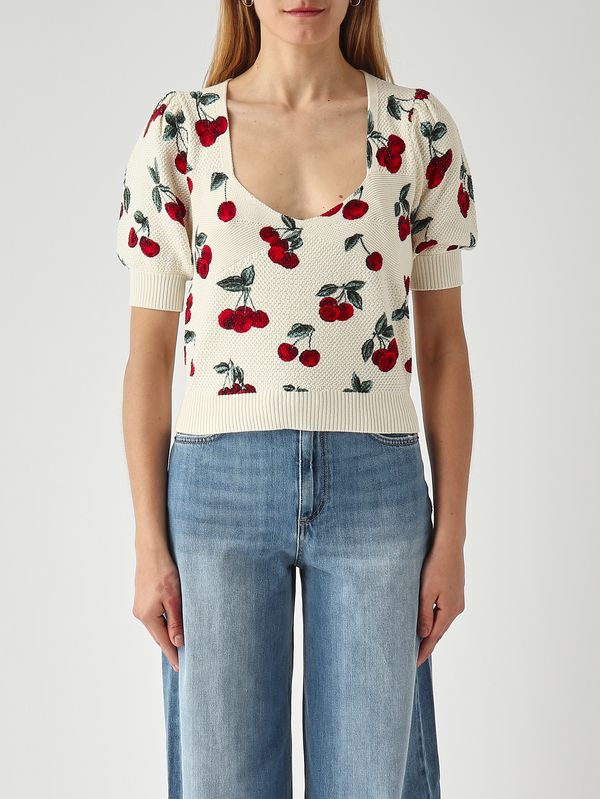 Damen-Baumwollpullover Weiß-Rot Twinset