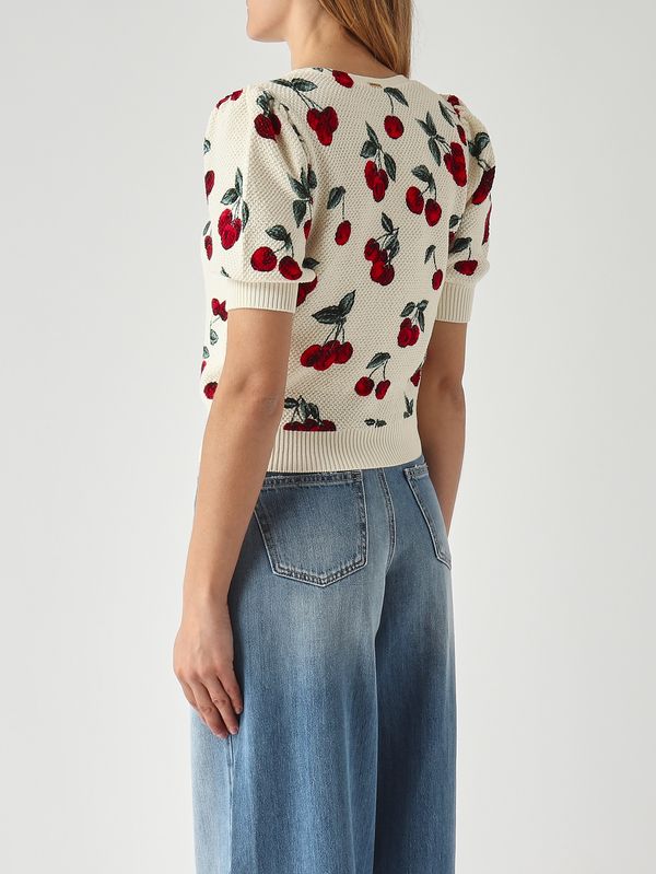4. Camiseta de mujer de algodón Blanco-Rojo Twinset 261tt3243