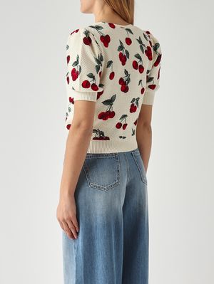 4. Camiseta de mujer de algodón Blanco-Rojo