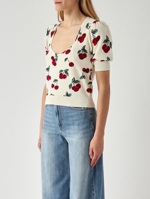3. Camiseta de mujer de algodón Blanco-Rojo