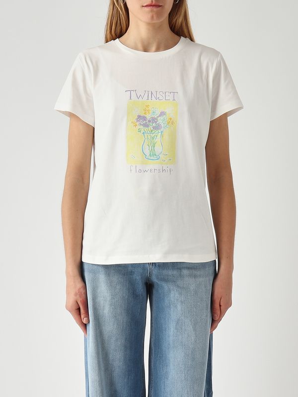 1. Damen-T-Shirt aus Baumwolle Weiß Twinset 261tp2341