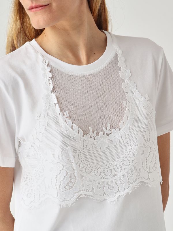 5. Damen-T-Shirt aus Baumwolle Optisches Weiß Twinset 261tt2490