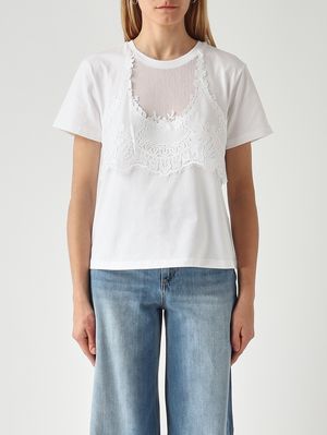 1. Damen-T-Shirt aus Baumwolle Optisches Weiß