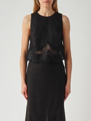 1. Leinen-Top für Damen Schwarz