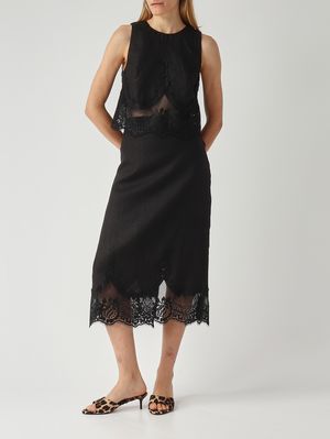 2. Leinen-Top für Damen Schwarz