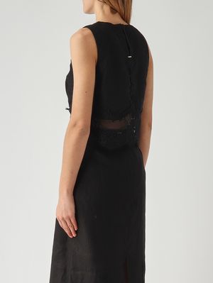 4. Leinen-Top für Damen Schwarz