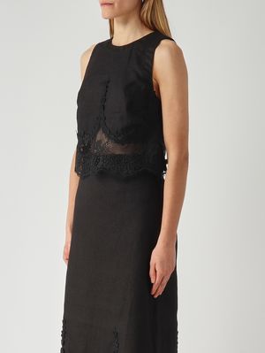 3. Leinen-Top für Damen Schwarz