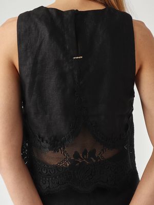 5. Leinen-Top für Damen Schwarz