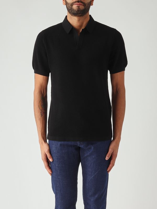 Polo Sloan para hombre en malla de algodón 00 Negro MC2 Saint Barth