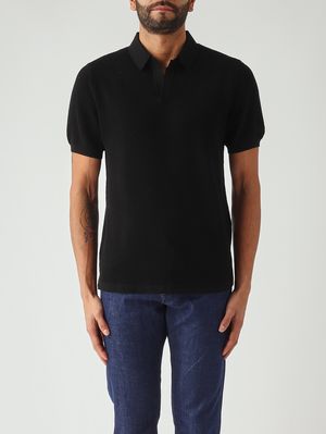 1. Herren-Polohemd Sloan aus Baumwoll-Mesh 00 Schwarz