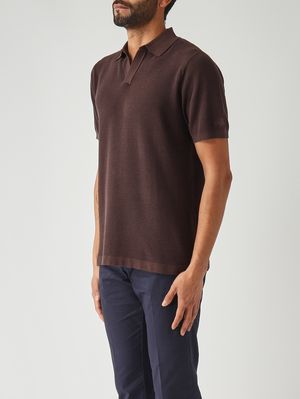3. Polo Sloan para hombre en malla de algodón 18 Marrón