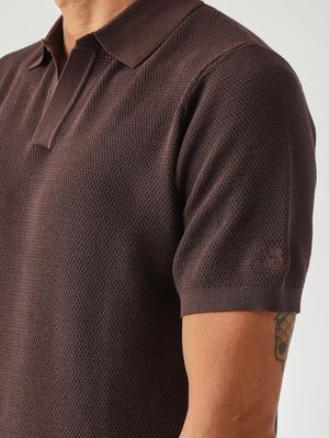 5. Polo Sloan para hombre en malla de algodón 18 Marrón