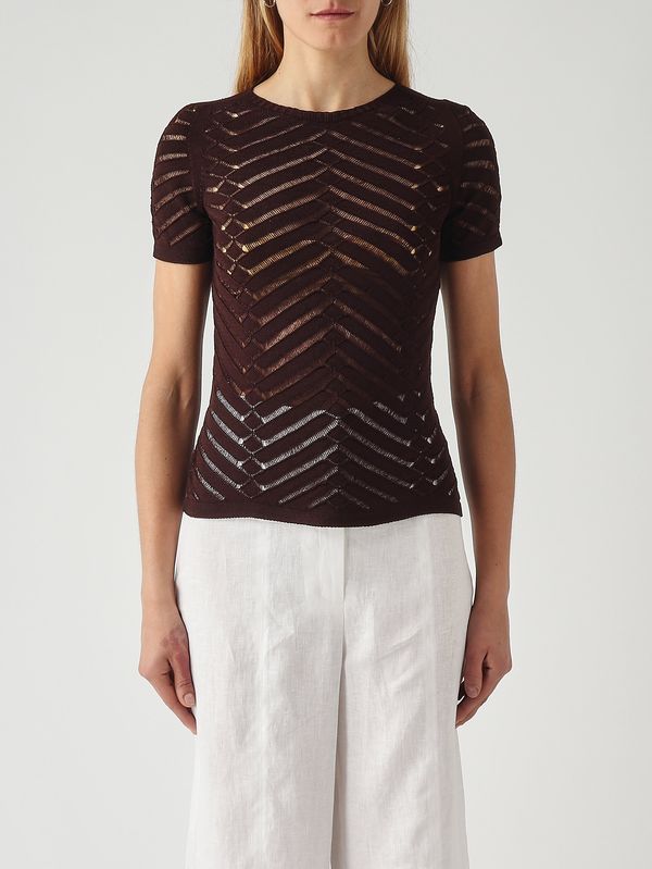 1. Damen-Shirt aus Stretch-Viskose Kaffee Twinset 261tt3101
