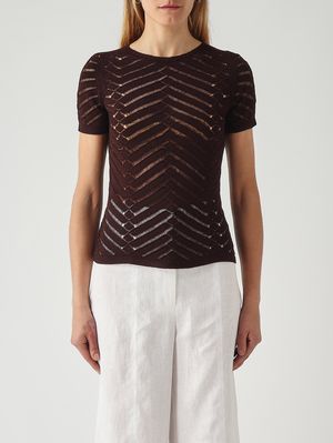 1. Damen-Shirt aus Stretch-Viskose Kaffee