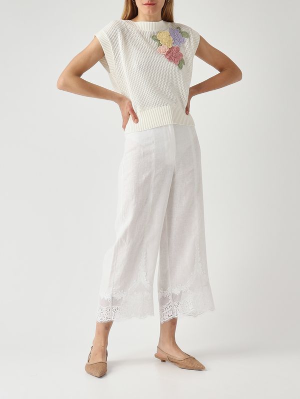 2. Leinenhose für Damen Optisches Weiß Twinset 261tt2184