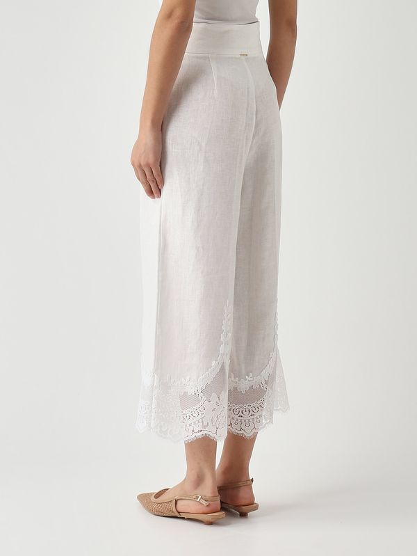 4. Leinenhose für Damen Optisches Weiß Twinset 261tt2184