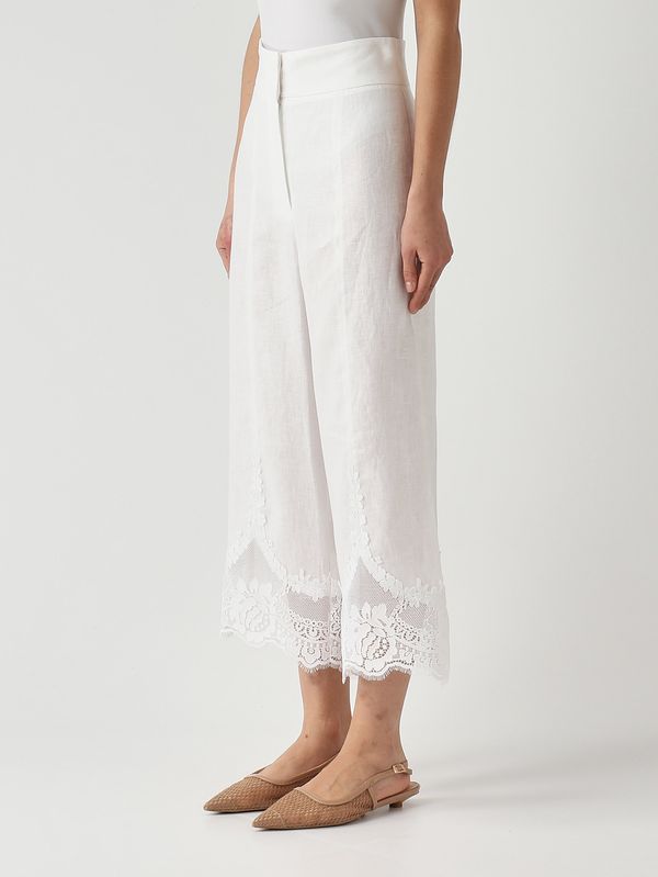 3. Leinenhose für Damen Optisches Weiß Twinset 261tt2184