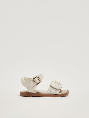 1. Mädchen-Sandalen aus Kunstleder Vanille-Logo