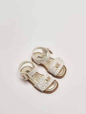2. Mädchen-Sandalen aus Kunstleder Vanille-Logo